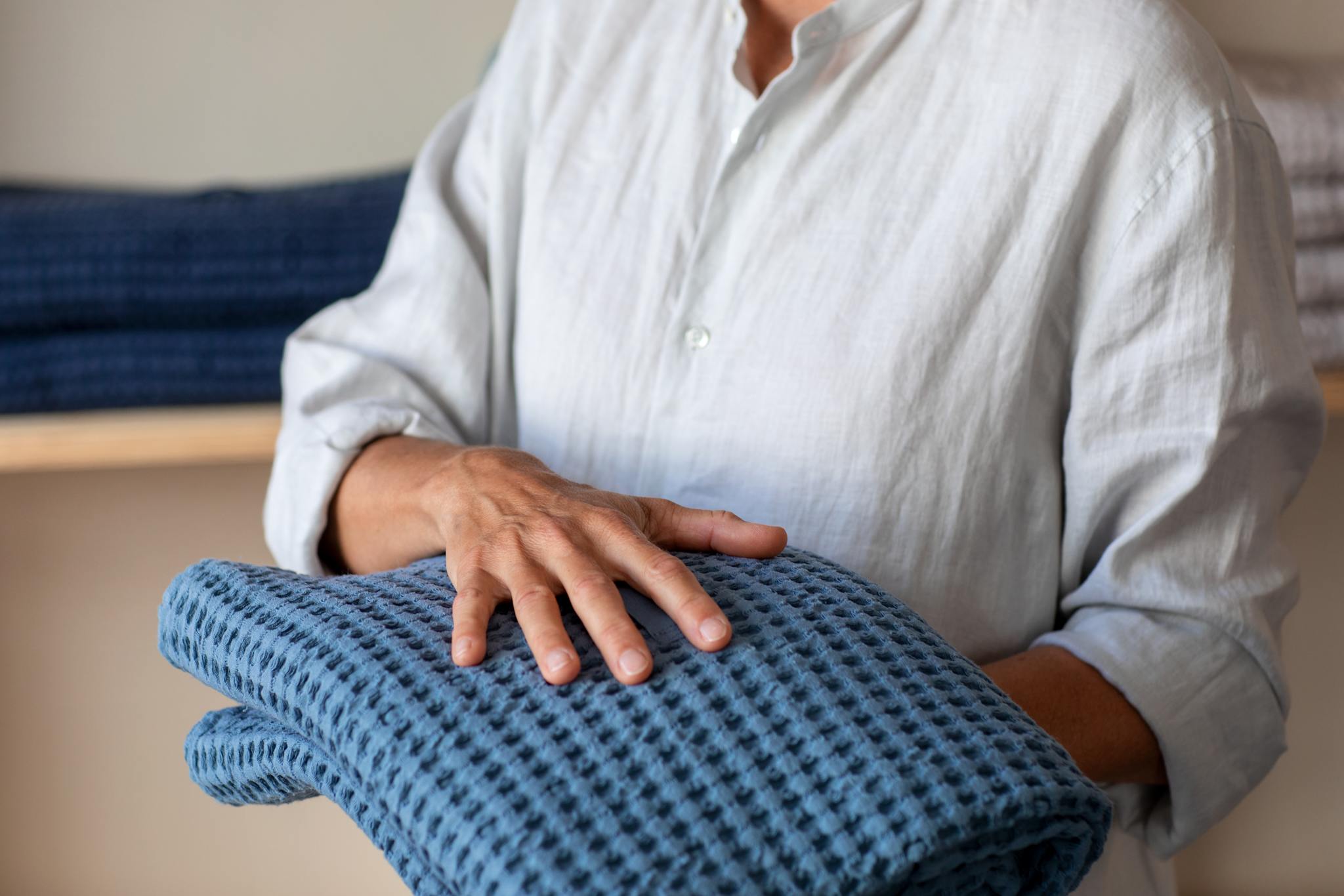 Waffelbadetuch und Decke