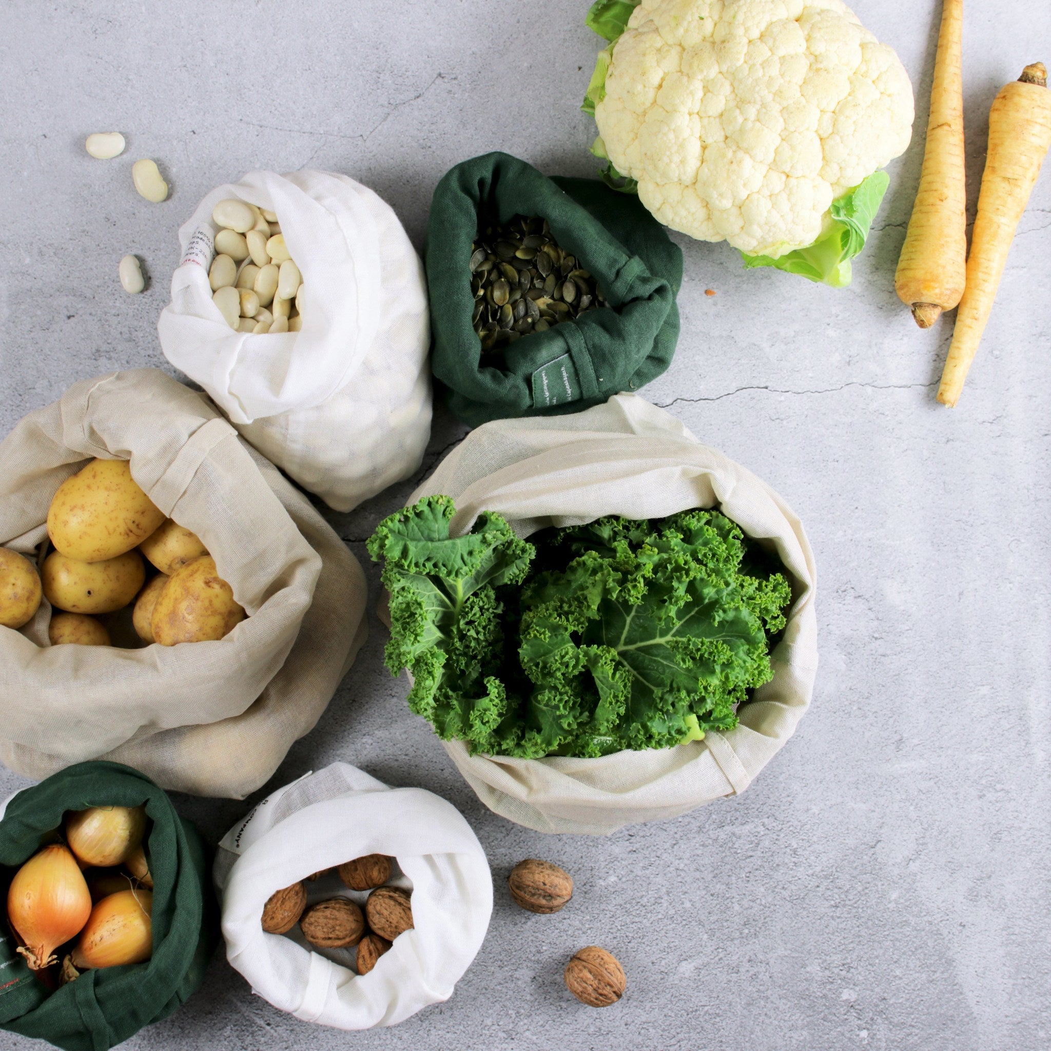 The Organic Company Food Bag - Large Gauze 400 Dark green