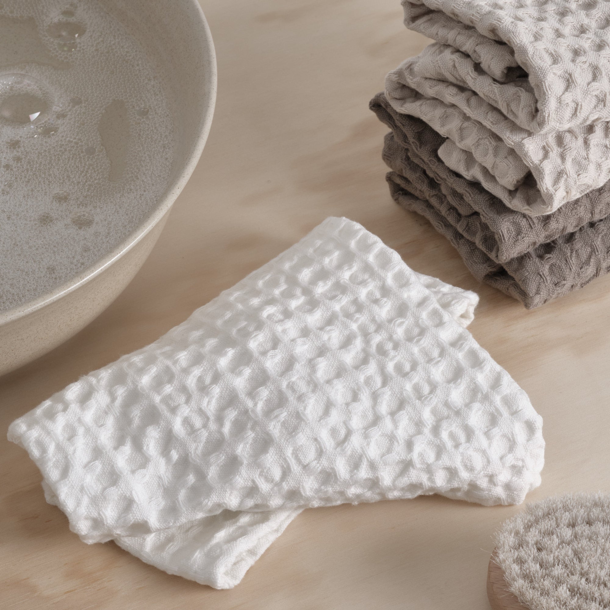 The Organic Company Big Waffle Wash Cloth - 25 x 40 cm Big Waffle 200 Natural white